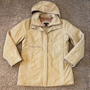 Lands' End Women’s Beige Waterproof Insulated Parka Quilted Long Jacket Size S